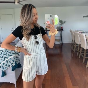Black and white striped romper